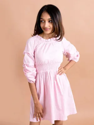 Girls Pink Smocked Dress