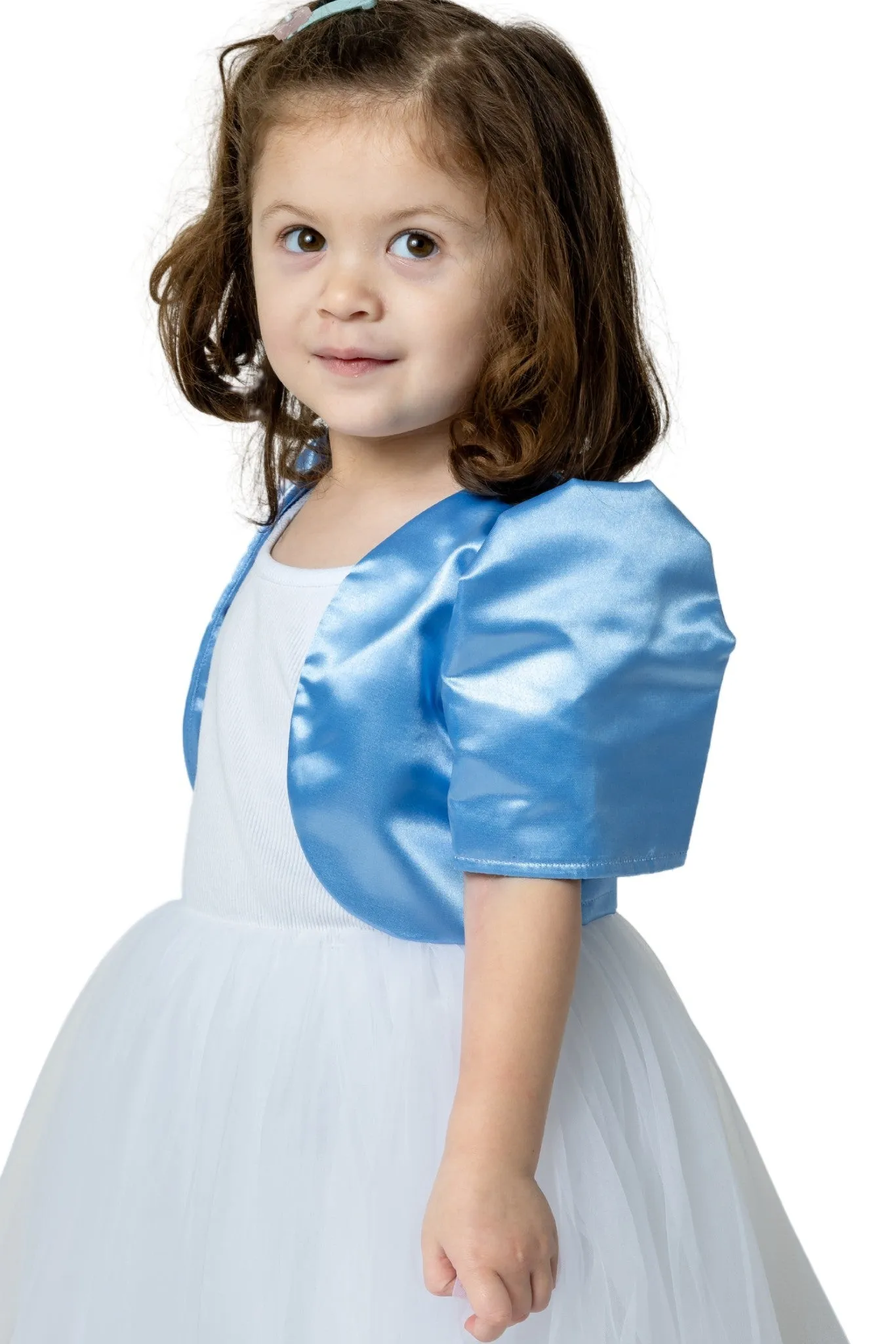 GR04 - Girls' Satin Bolero Blue - Filipiniana