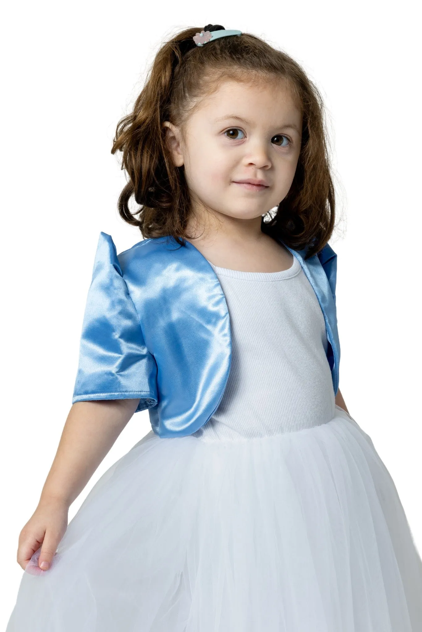 GR04 - Girls' Satin Bolero Blue - Filipiniana