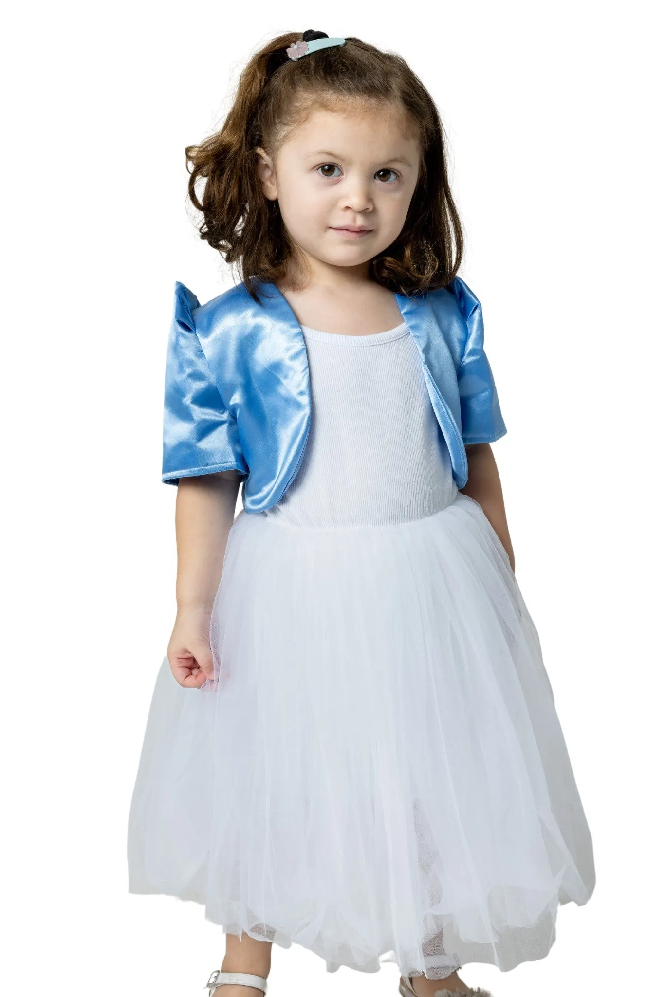 GR04 - Girls' Satin Bolero Blue - Filipiniana