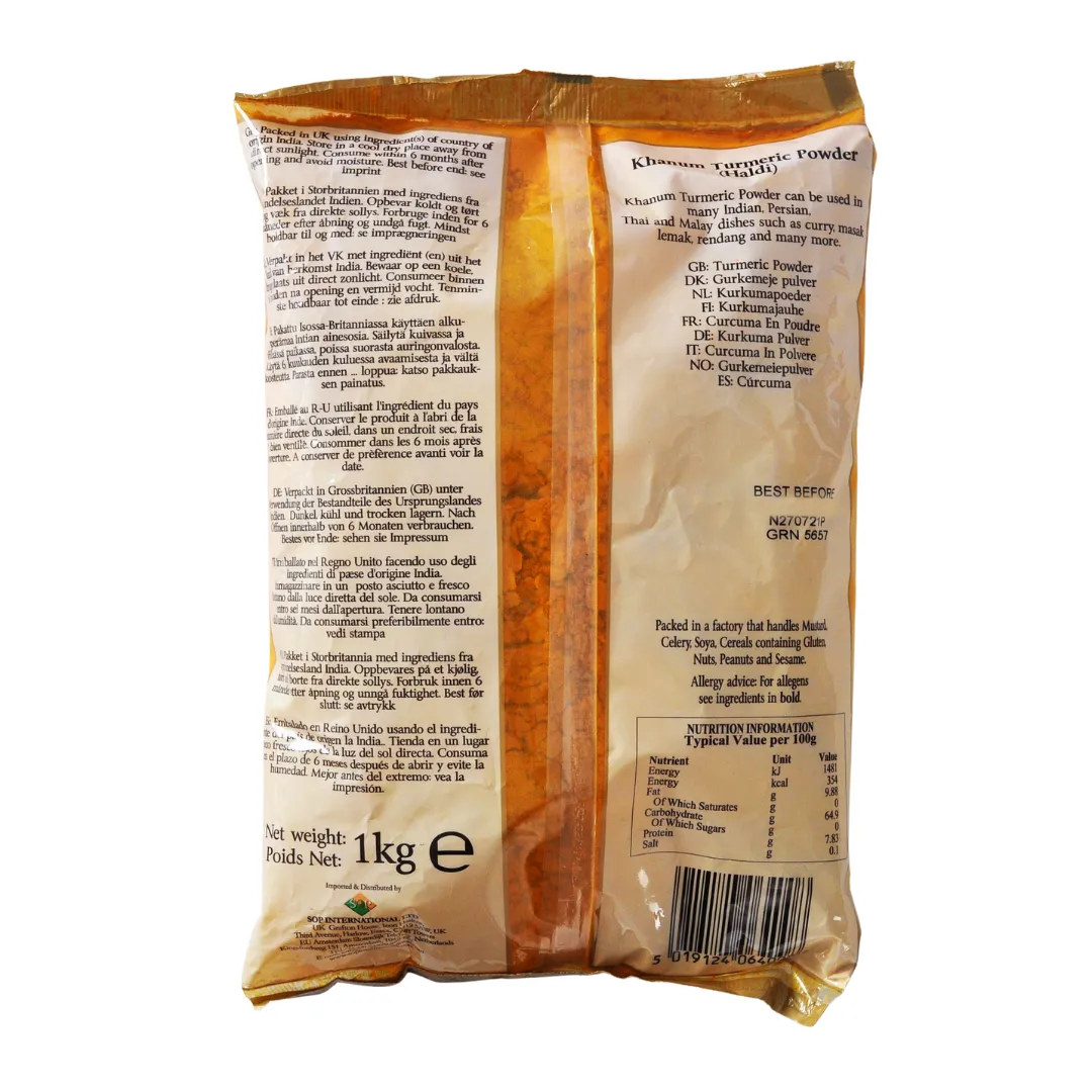 Ground Turmeric (Haldi) Powder 1kg Bag by Khanum