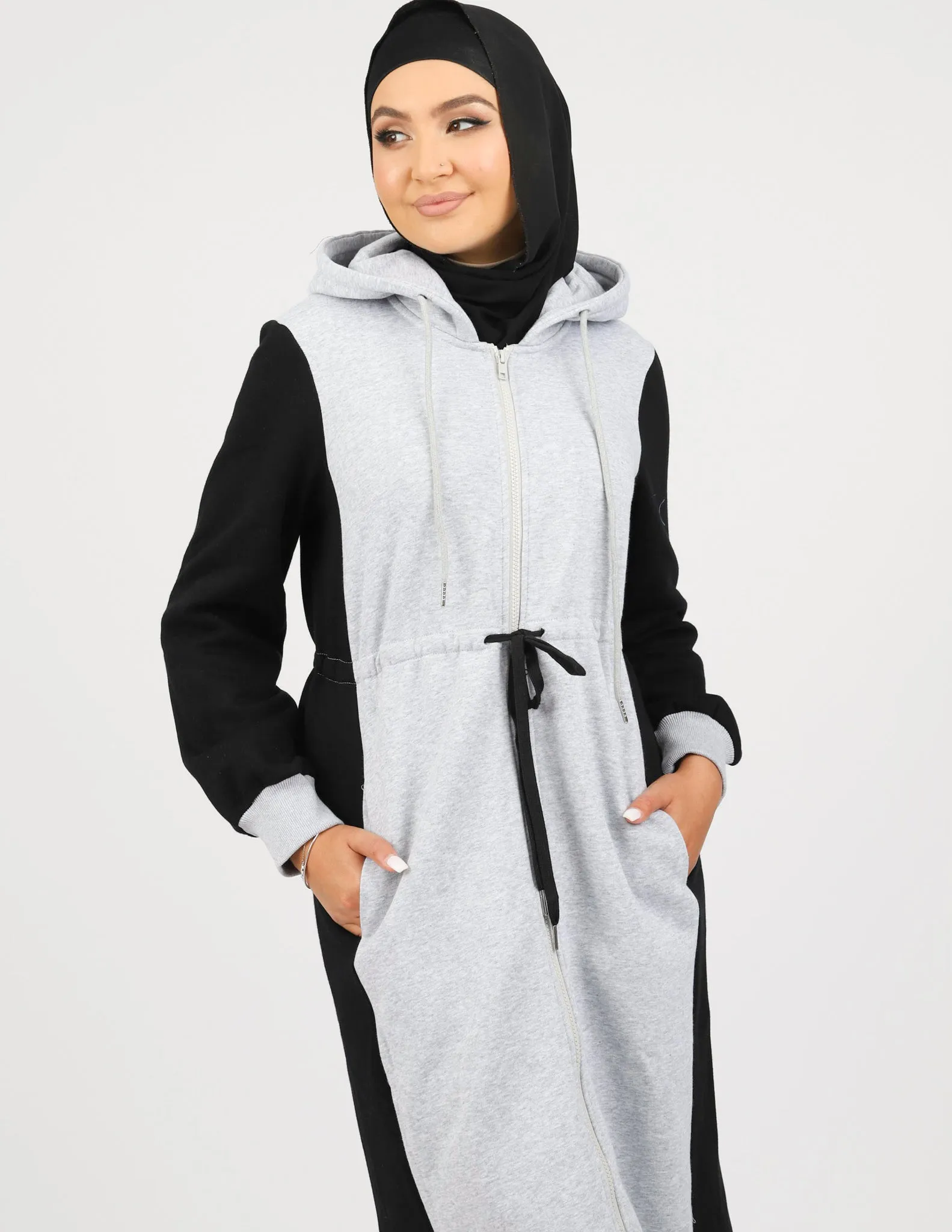 Hooded Zip Front Dress