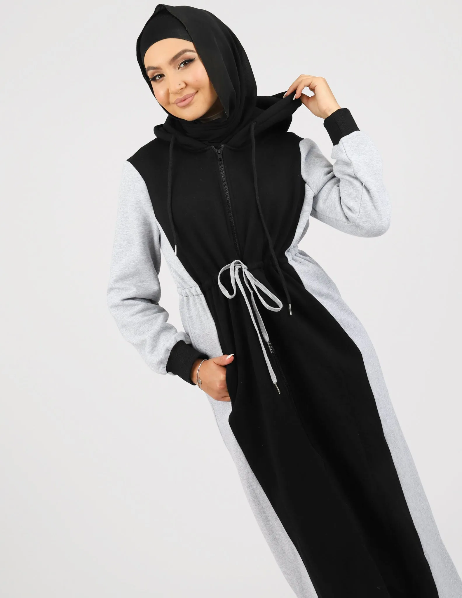 Hooded Zip Front Dress