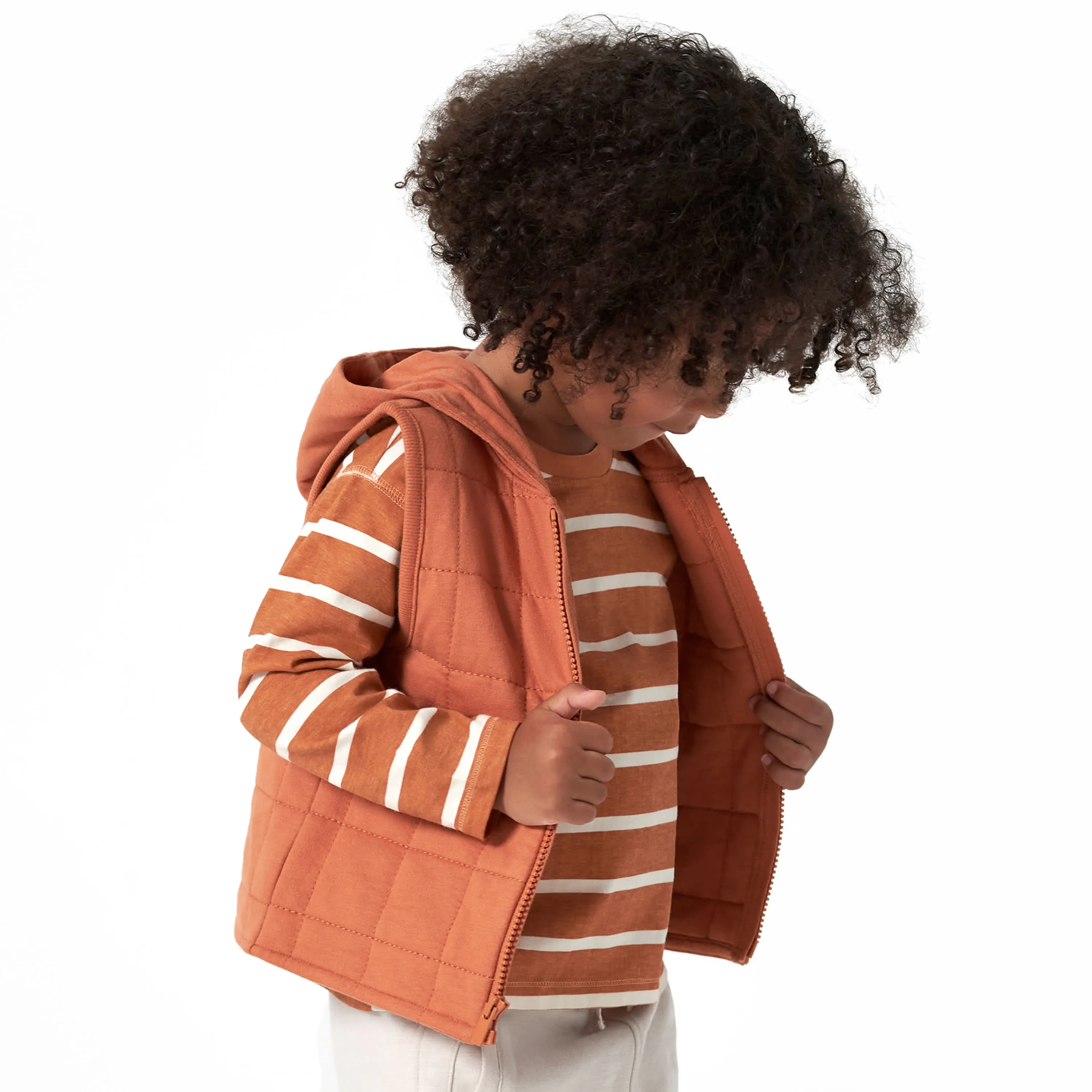 Infant & Toddler Boys Orange Quilted Hooded Vest