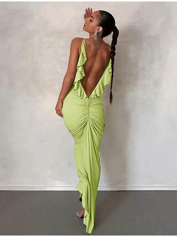 Knitted Open Back Maxi Dress