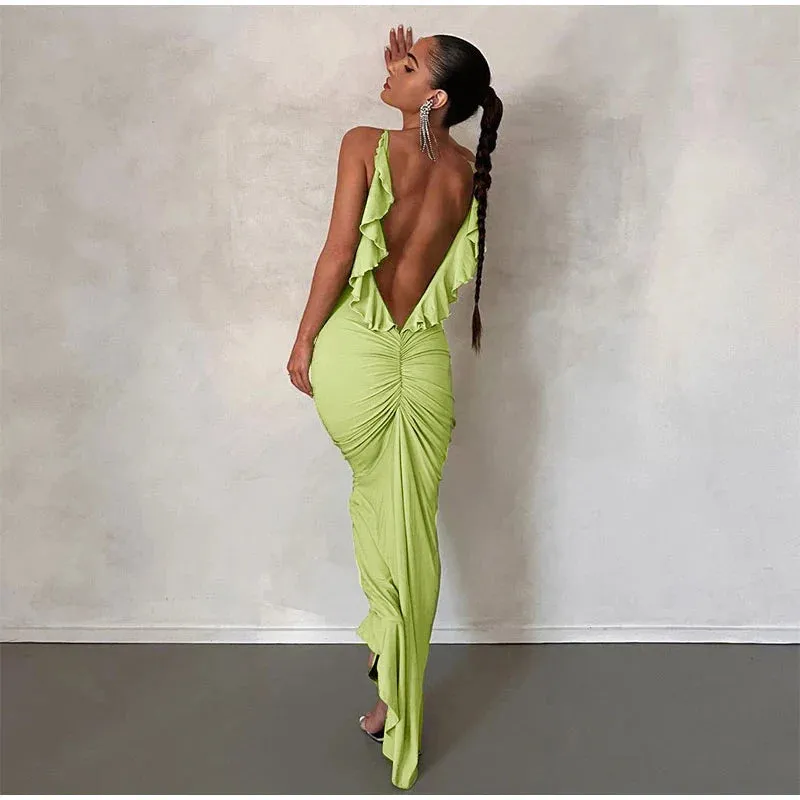 Knitted Open Back Maxi Dress