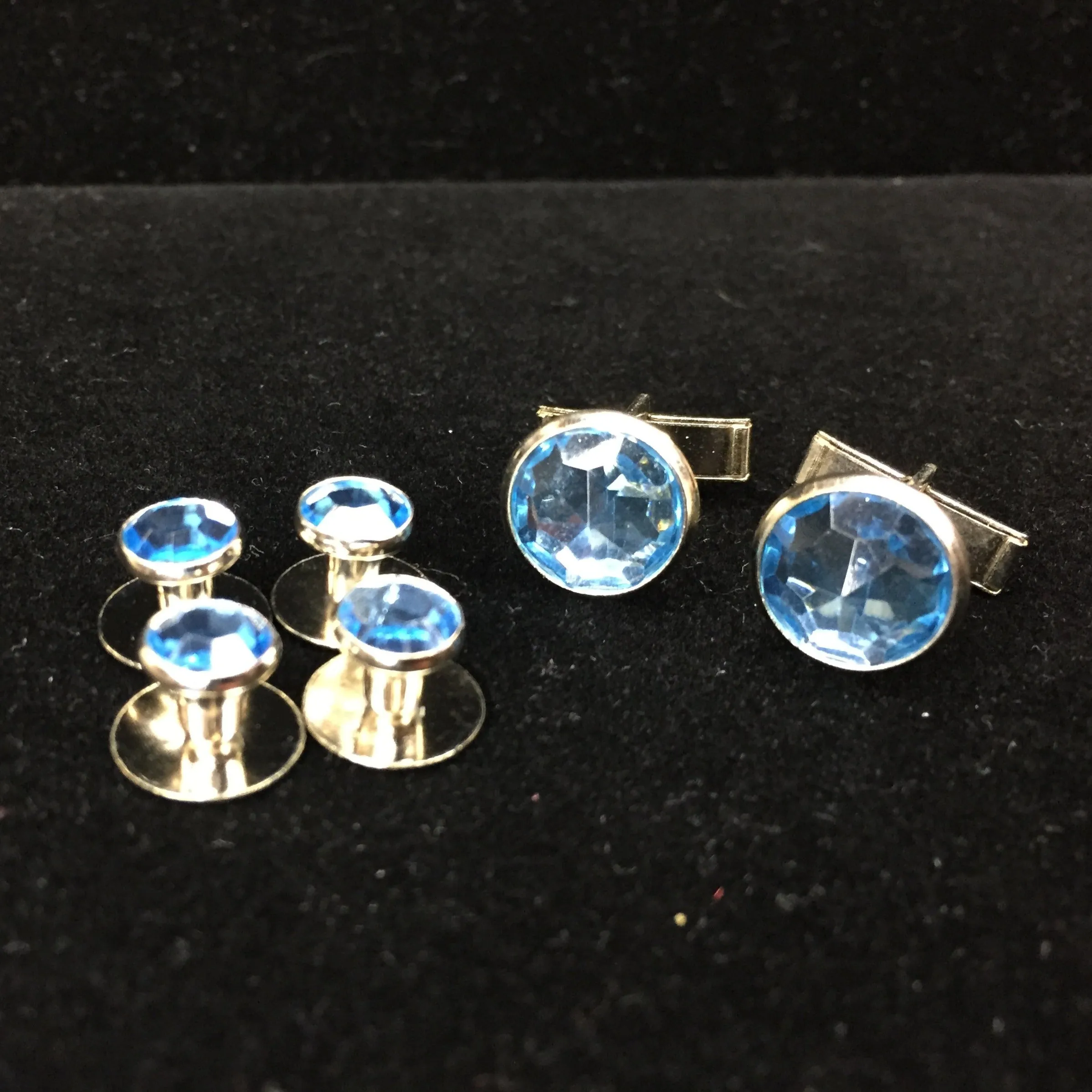 Light Blue Stud & Cufflink Set