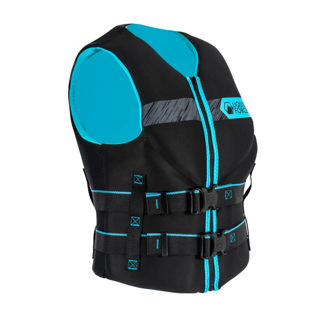 Liquid Force 2025 Hinge Womens CGA Vest Classic- Black/Aqua