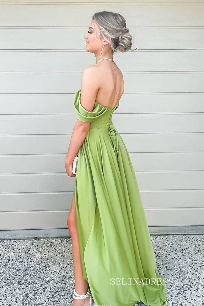 Long Prom Dresses A-line Off-the-shoulder Long Evening Dress Formal Dresses SSD002