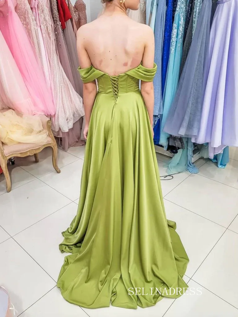 Long Prom Dresses A-line Off-the-shoulder Long Evening Dress Formal Dresses SSD002