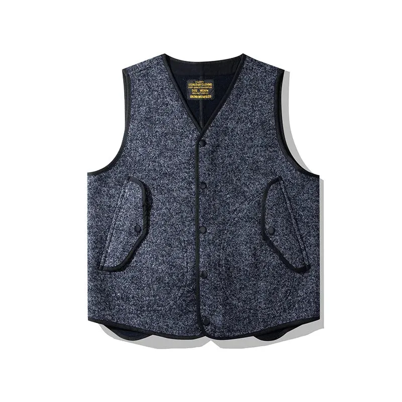 Men's Tweed Vest V-neck Vintage Style Waistcoat