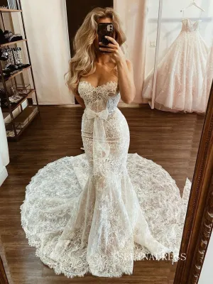 Mermaid Sweetheart Rustic Lace Wedding Dress Cheap Bridal Dresses #KOP087