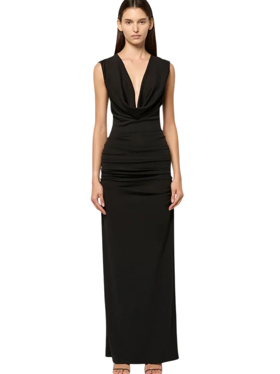 Michael Lo Sordo WOMENS MAXI DRAPE SCOOP FRONT DRESS