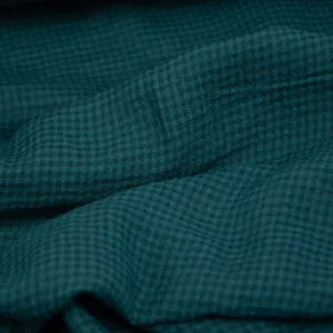 Mini Check - Fine Seersucker - Cotton Viscose - Deep Teal