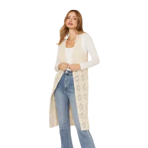 Miss Me Women's Long Cream Vest