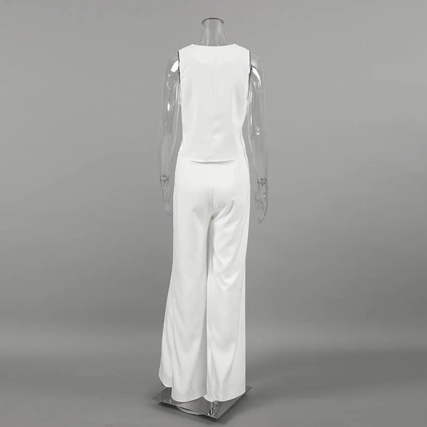 Miss Sparkling - 2-Piece Pants Suit: M / White