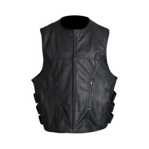 MKL - Rambo Men's Motorcycle Swat Style Leather Vest