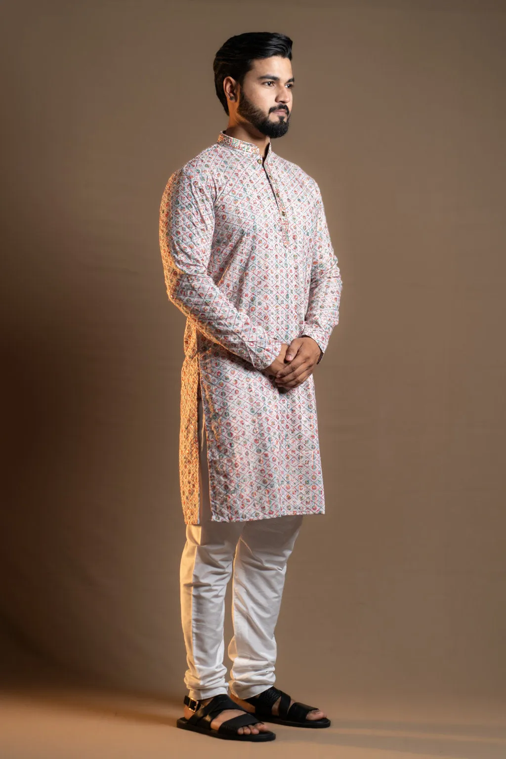 MULTICOLOURS PRINTED KURTA PAJAMA