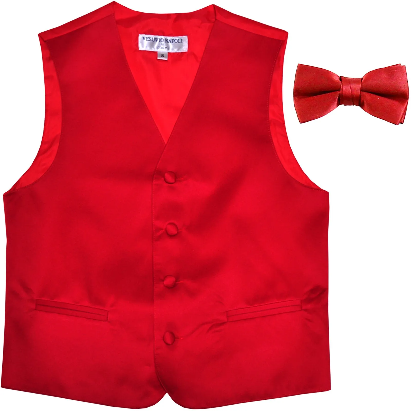 New Boy's Kid's formal Tuxedo Vest Waistcoat & bowtie US size 2-14 wedding