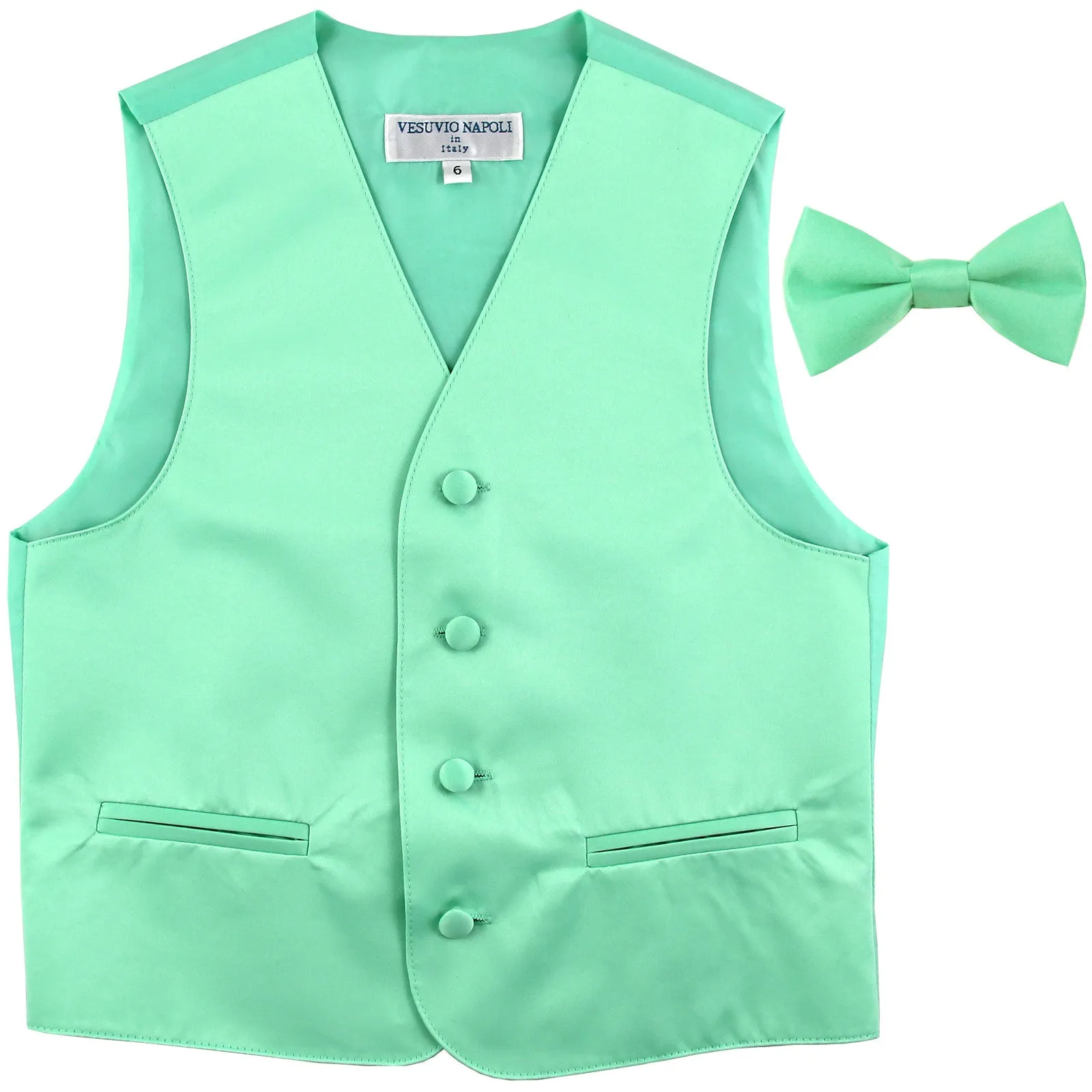 New Boy's Kid's formal Tuxedo Vest Waistcoat & bowtie US size 2-14 wedding