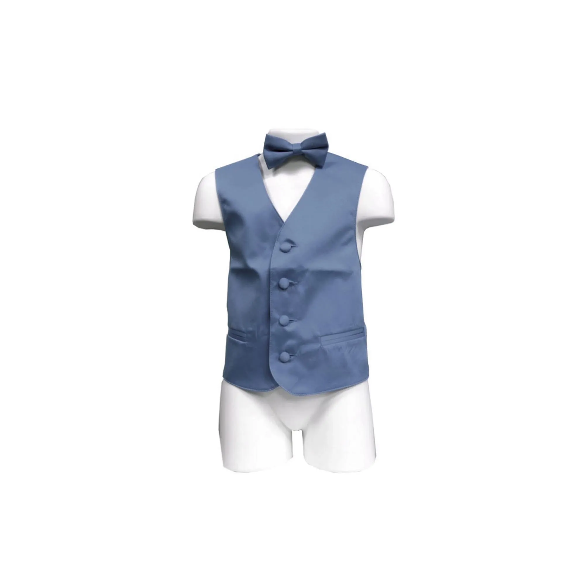 New Boy's Kid's formal Tuxedo Vest Waistcoat & bowtie US size 2-14 wedding