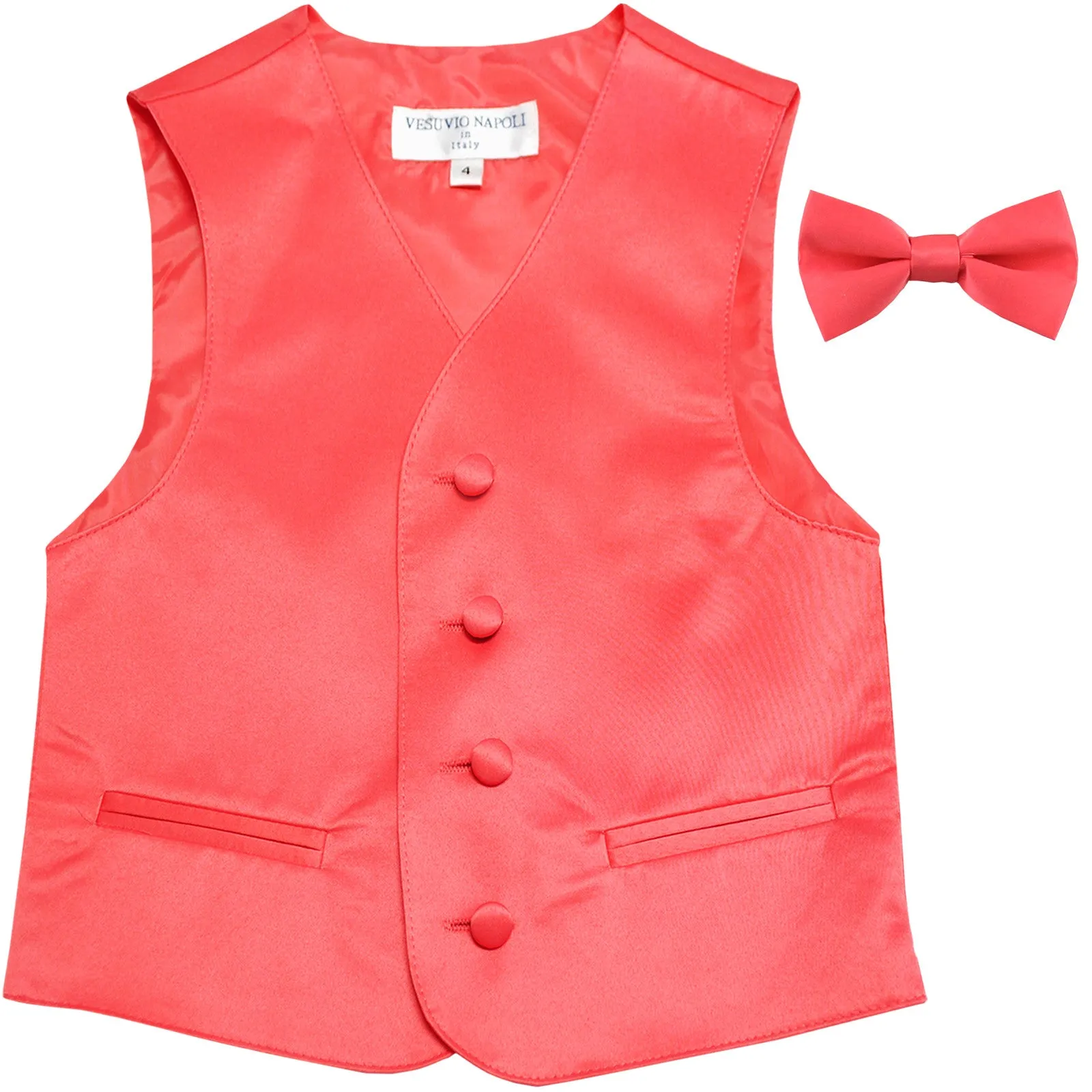 New Boy's Kid's formal Tuxedo Vest Waistcoat & bowtie US size 2-14 wedding