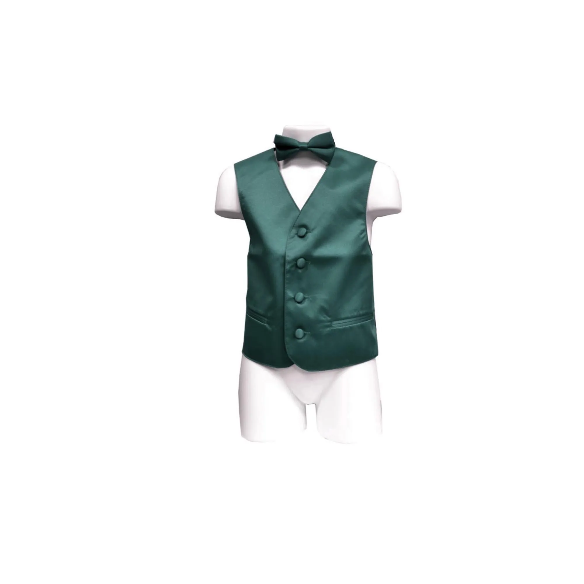 New Boy's Kid's formal Tuxedo Vest Waistcoat & bowtie US size 2-14 wedding