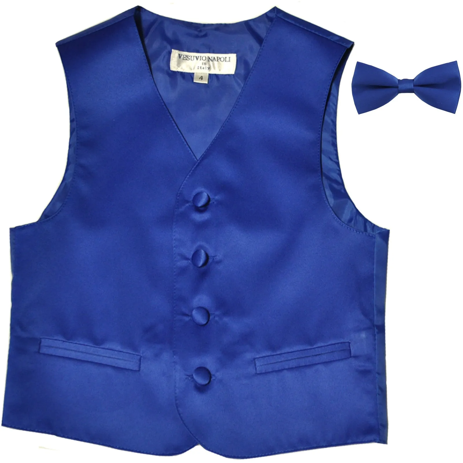 New Boy's Kid's formal Tuxedo Vest Waistcoat & bowtie US size 2-14 wedding