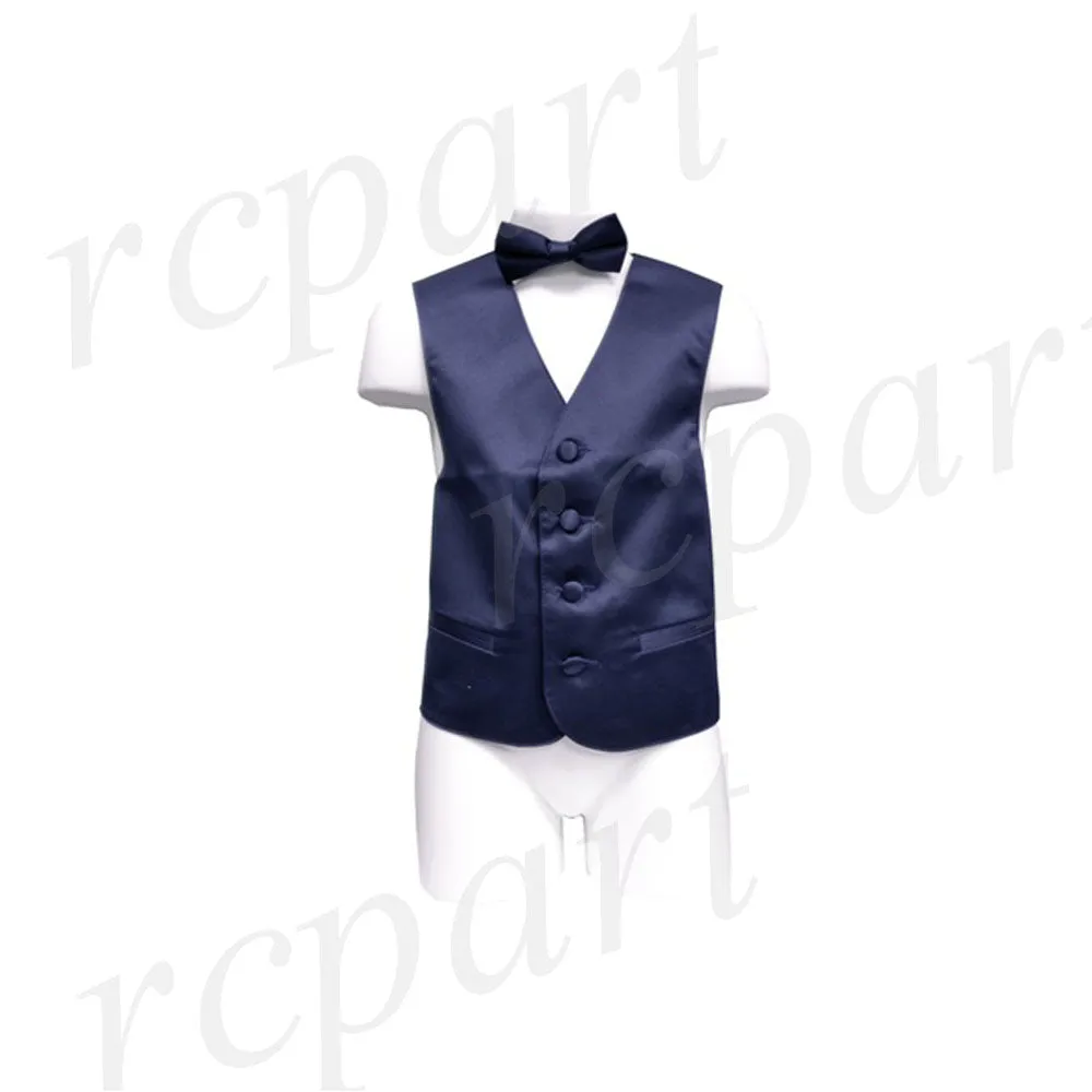 New Boy's Kid's formal Tuxedo Vest Waistcoat & bowtie US size 2-14 wedding