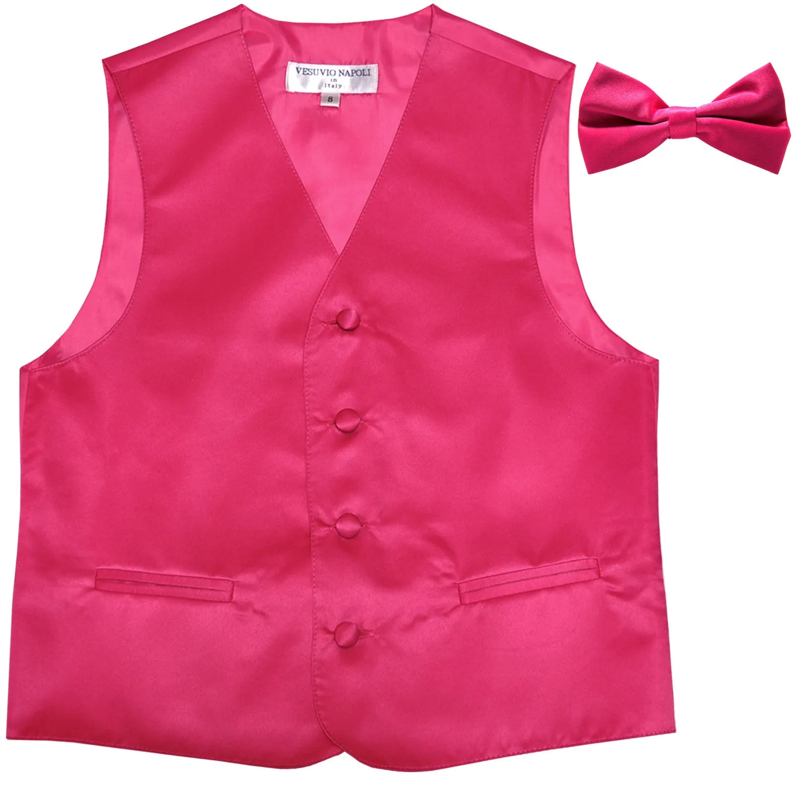 New Boy's Kid's formal Tuxedo Vest Waistcoat & bowtie US size 2-14 wedding