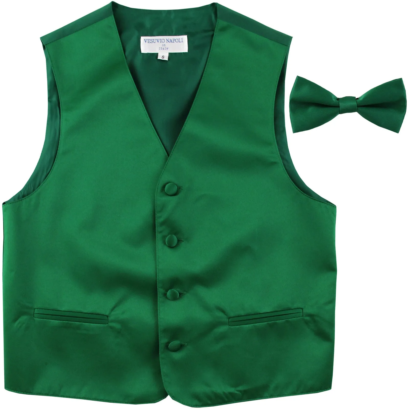 New Boy's Kid's formal Tuxedo Vest Waistcoat & bowtie US size 2-14 wedding