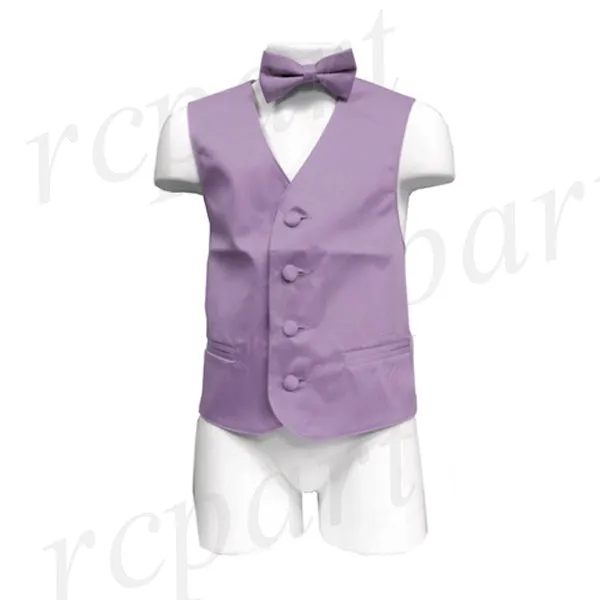 New Boy's Kid's formal Tuxedo Vest Waistcoat & bowtie US size 2-14 wedding