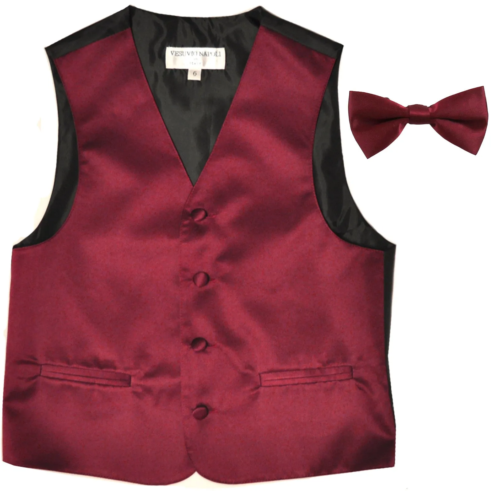 New Boy's Kid's formal Tuxedo Vest Waistcoat & bowtie US size 2-14 wedding