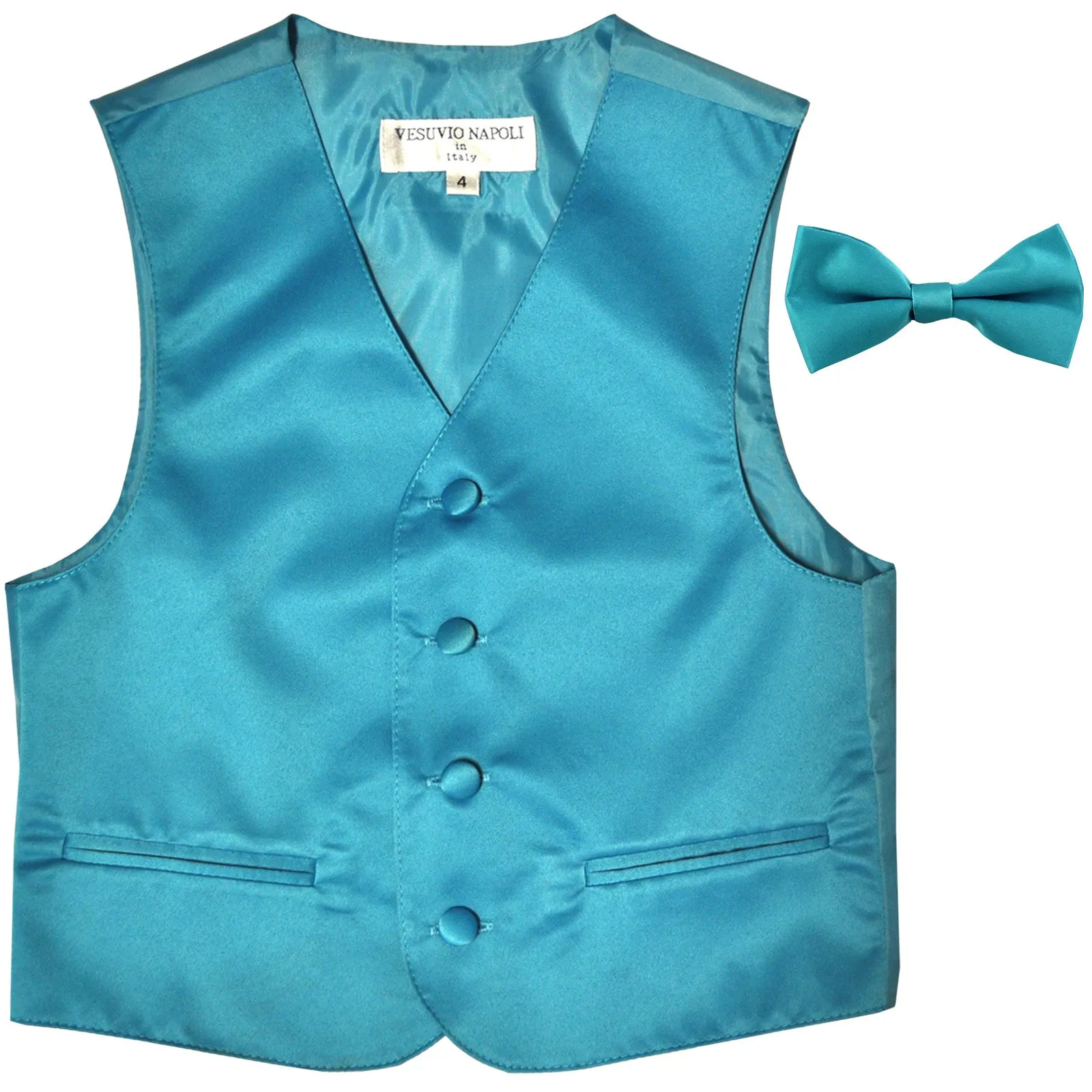 New Boy's Kid's formal Tuxedo Vest Waistcoat & bowtie US size 2-14 wedding