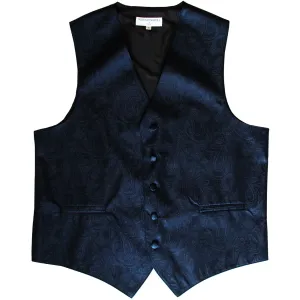 New formal men's tuxedo vest waistcoat only paisley pattern prom wedding navy