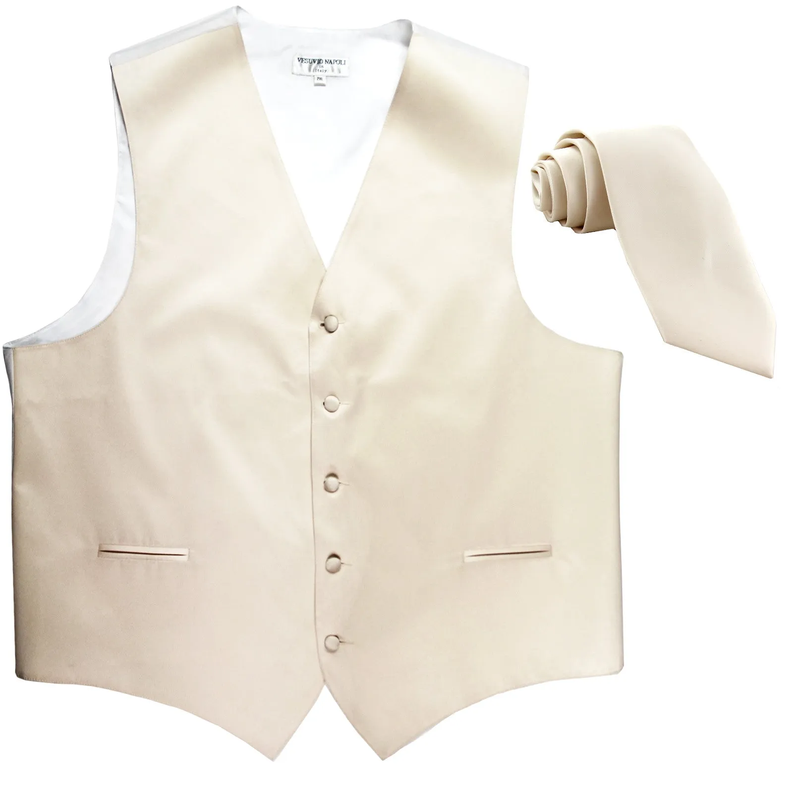 New Men's Formal Tuxedo Vest Waistcoat_Necktie solid wedding prom ivory