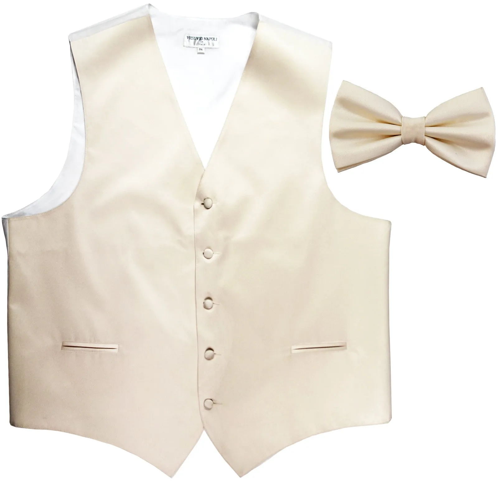 New Men's Formal Vest Tuxedo Waistcoat with Bowtie wedding prom party ivory