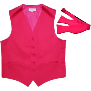 New Men's Formal Vest Tuxedo Waistcoat with free style selftie Bowtie hot pink