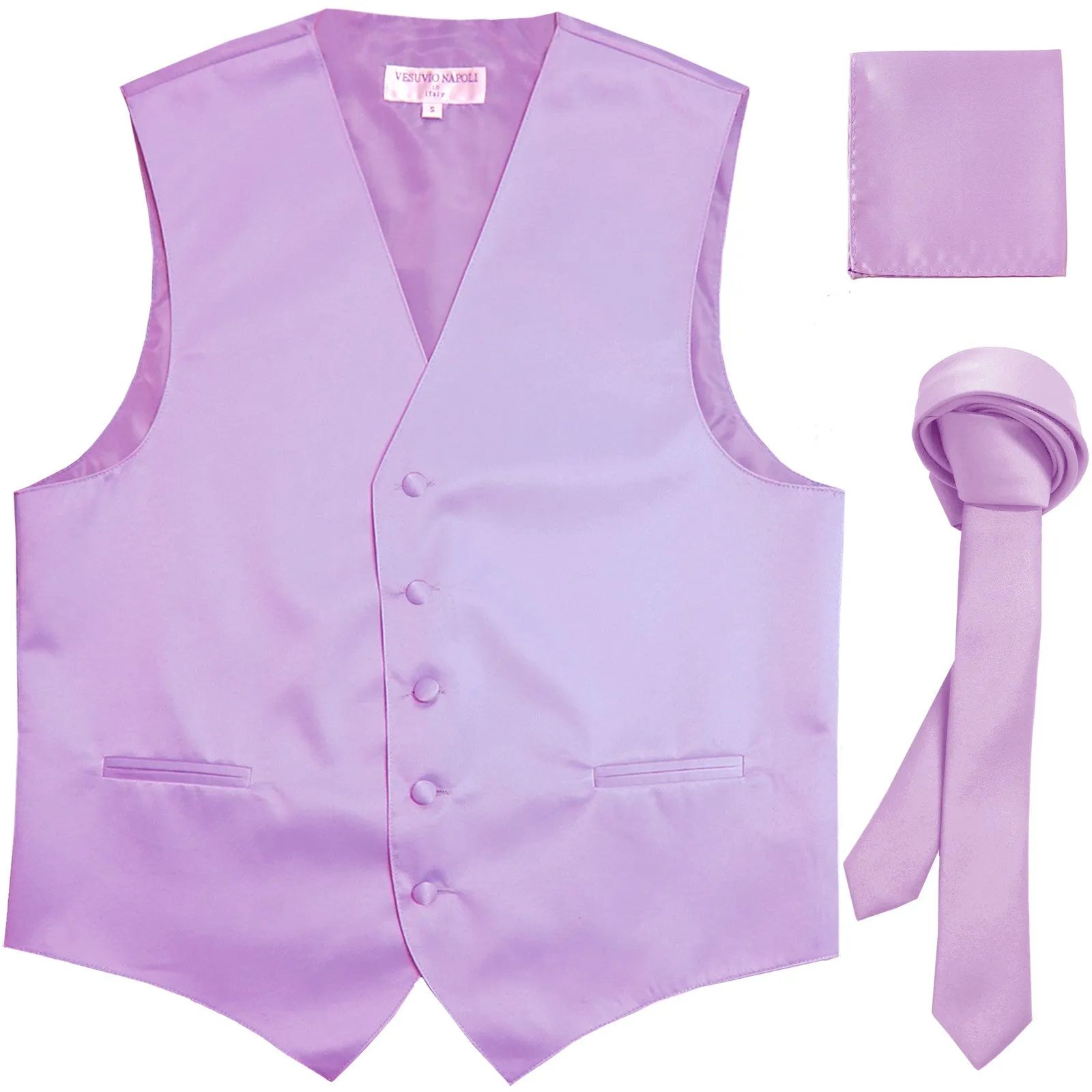 New Men's formal vest Tuxedo Waistcoat_1.5" necktie & hankie set wedding lavender