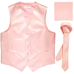 New Men's formal vest Tuxedo Waistcoat_1.5" necktie & hankie set wedding pink