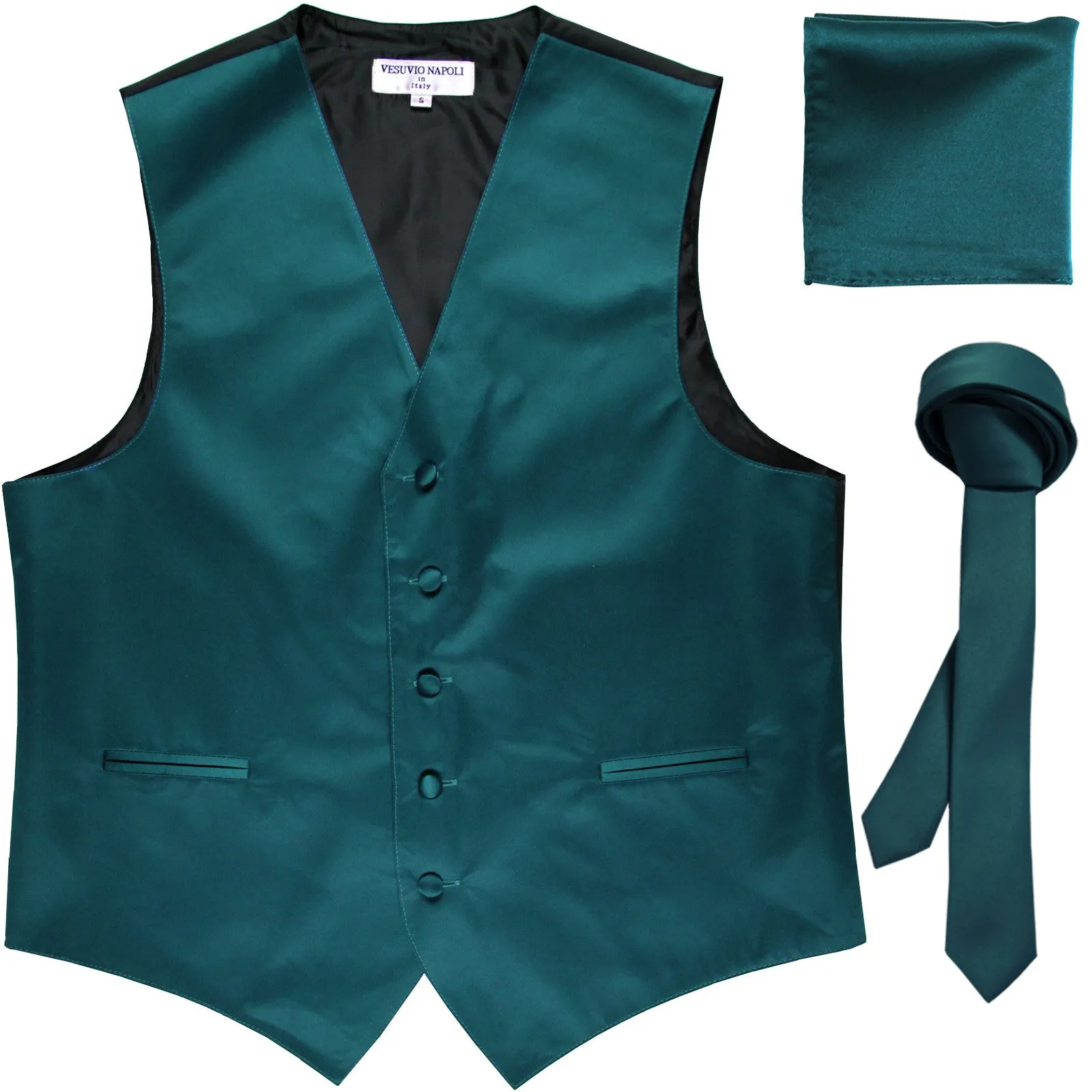 New Men's formal vest Tuxedo Waistcoat_1.5" necktie & hankie set wedding sapphire blue