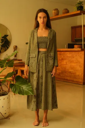 Olive Blazer and Skirt Set