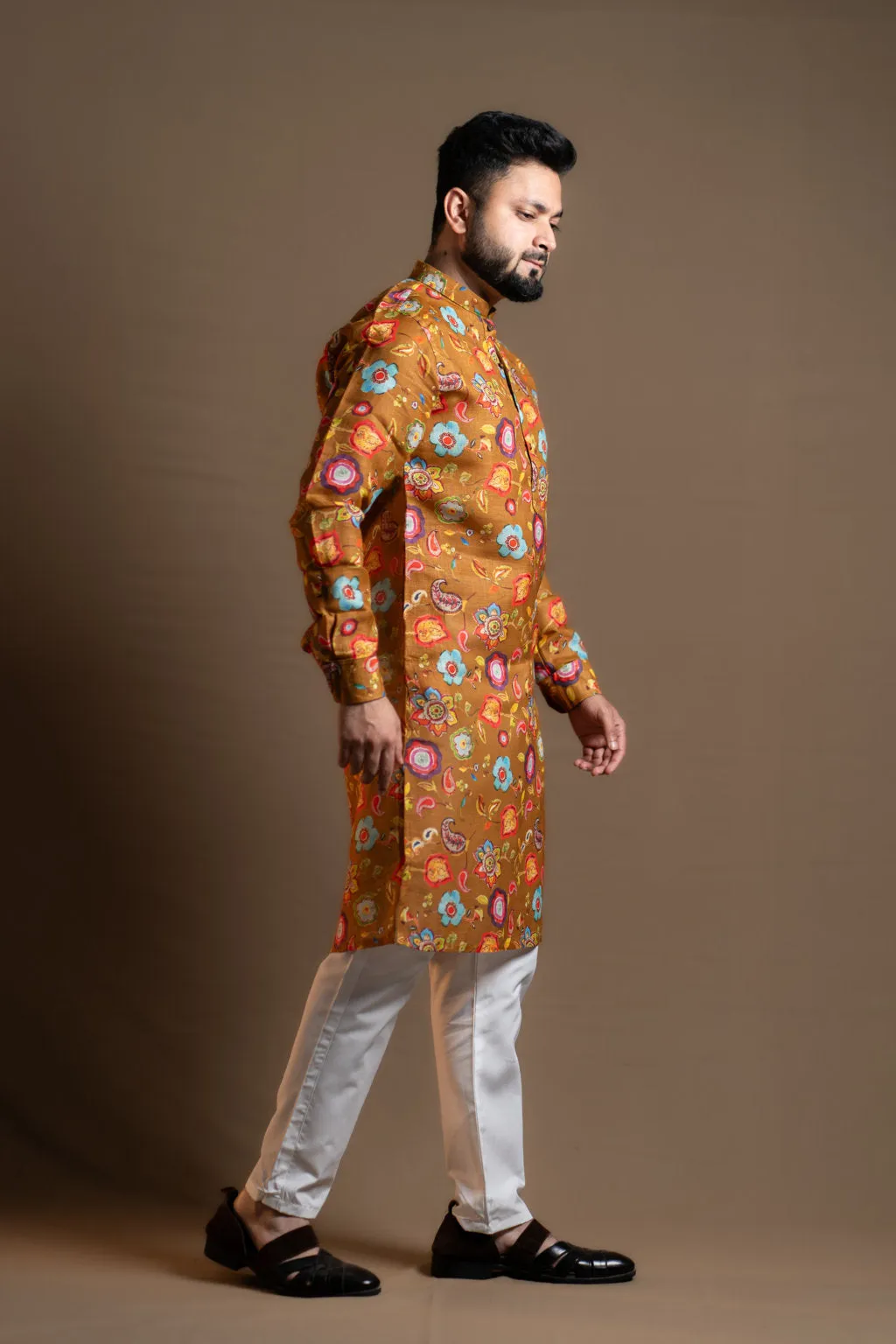 ORANGE FLORAL KURTA PAJAMA