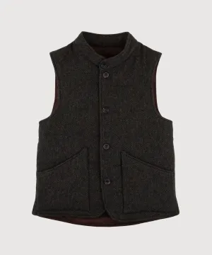 Padded Wool Herringbone Vest