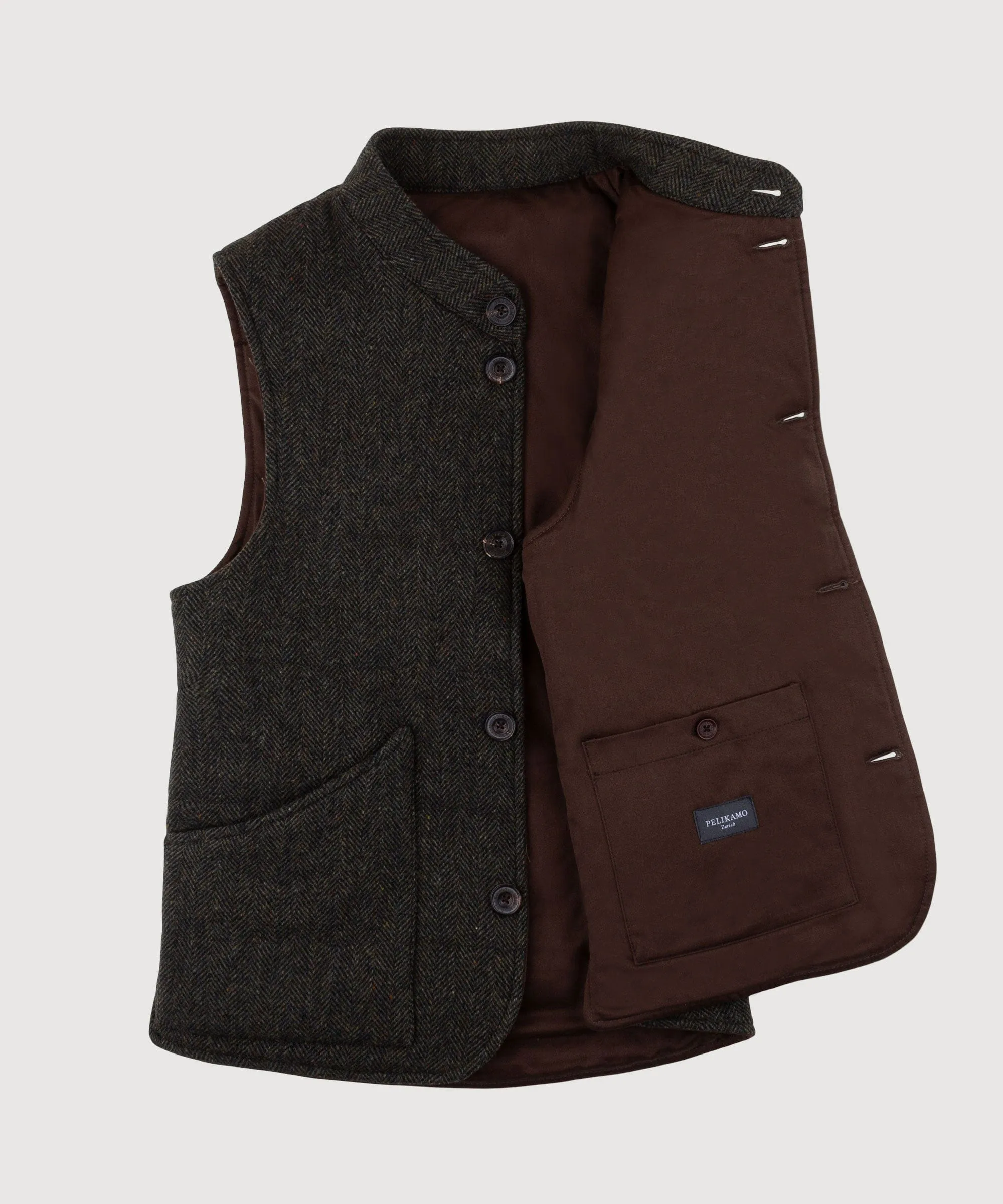 Padded Wool Herringbone Vest