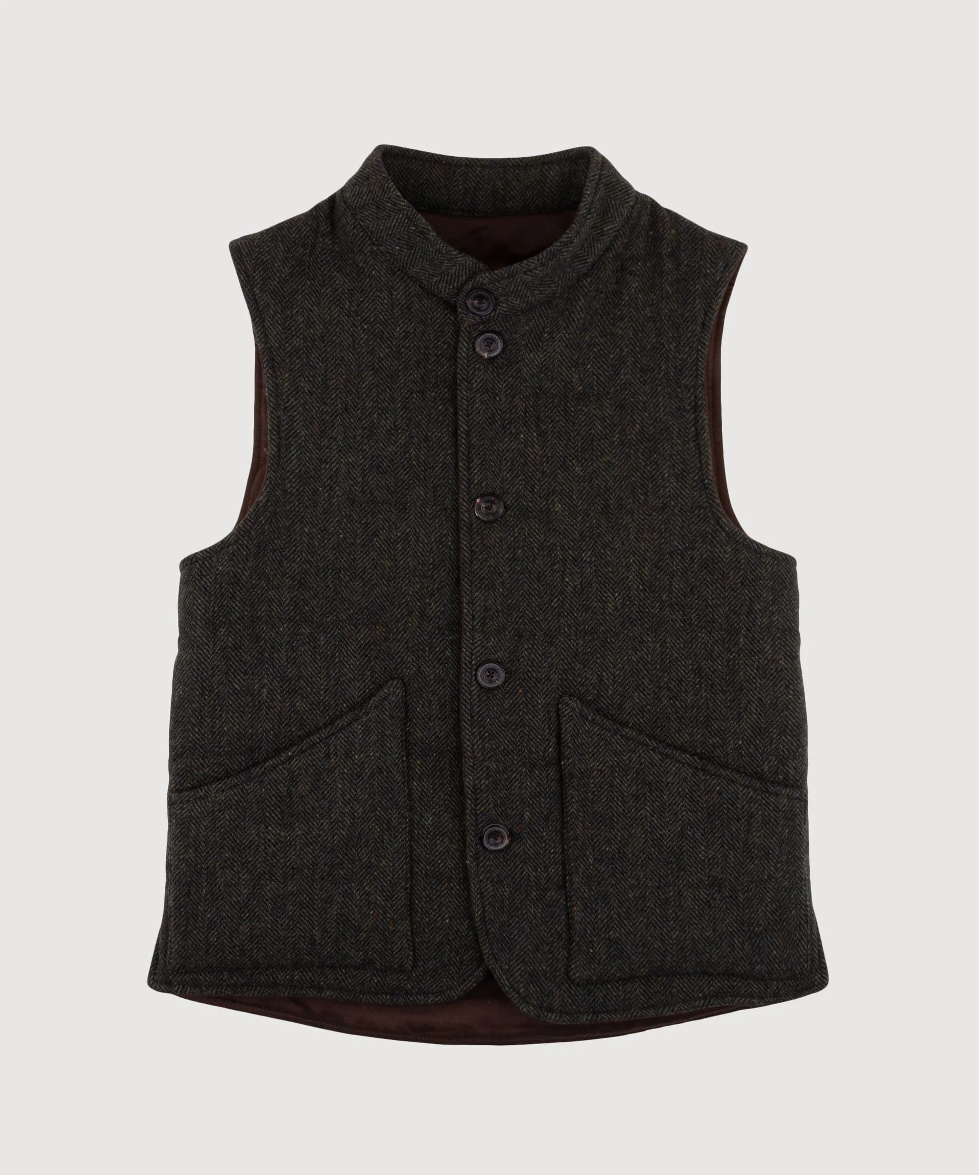 Padded Wool Herringbone Vest