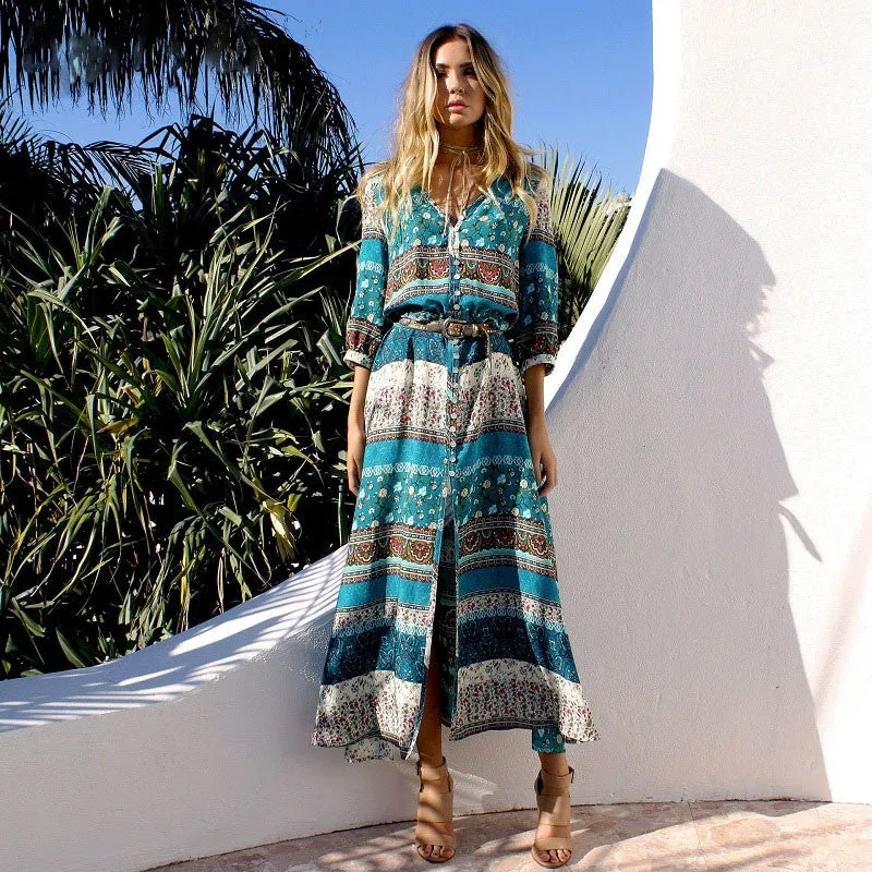 Paisley Boho Maxi Dress