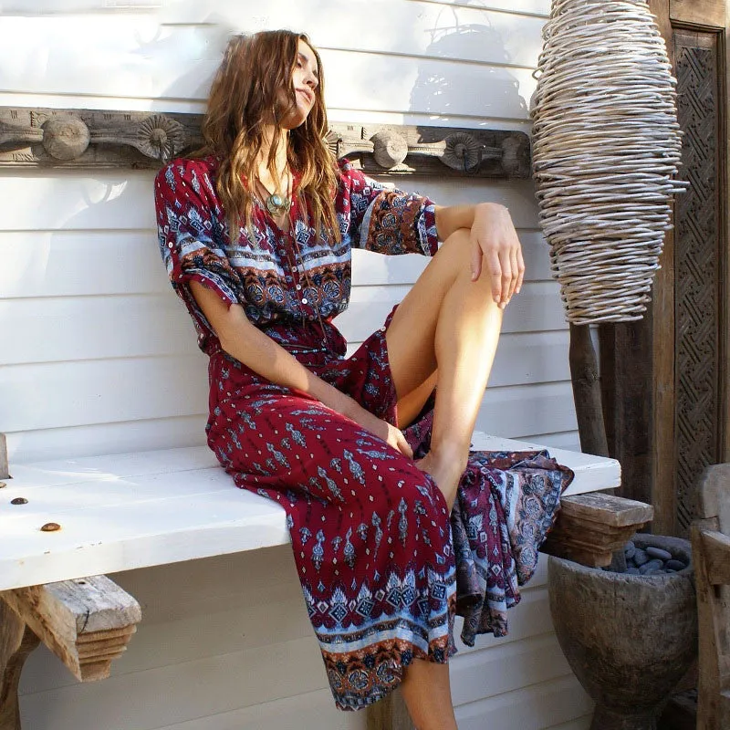 Paisley Boho Maxi Dress