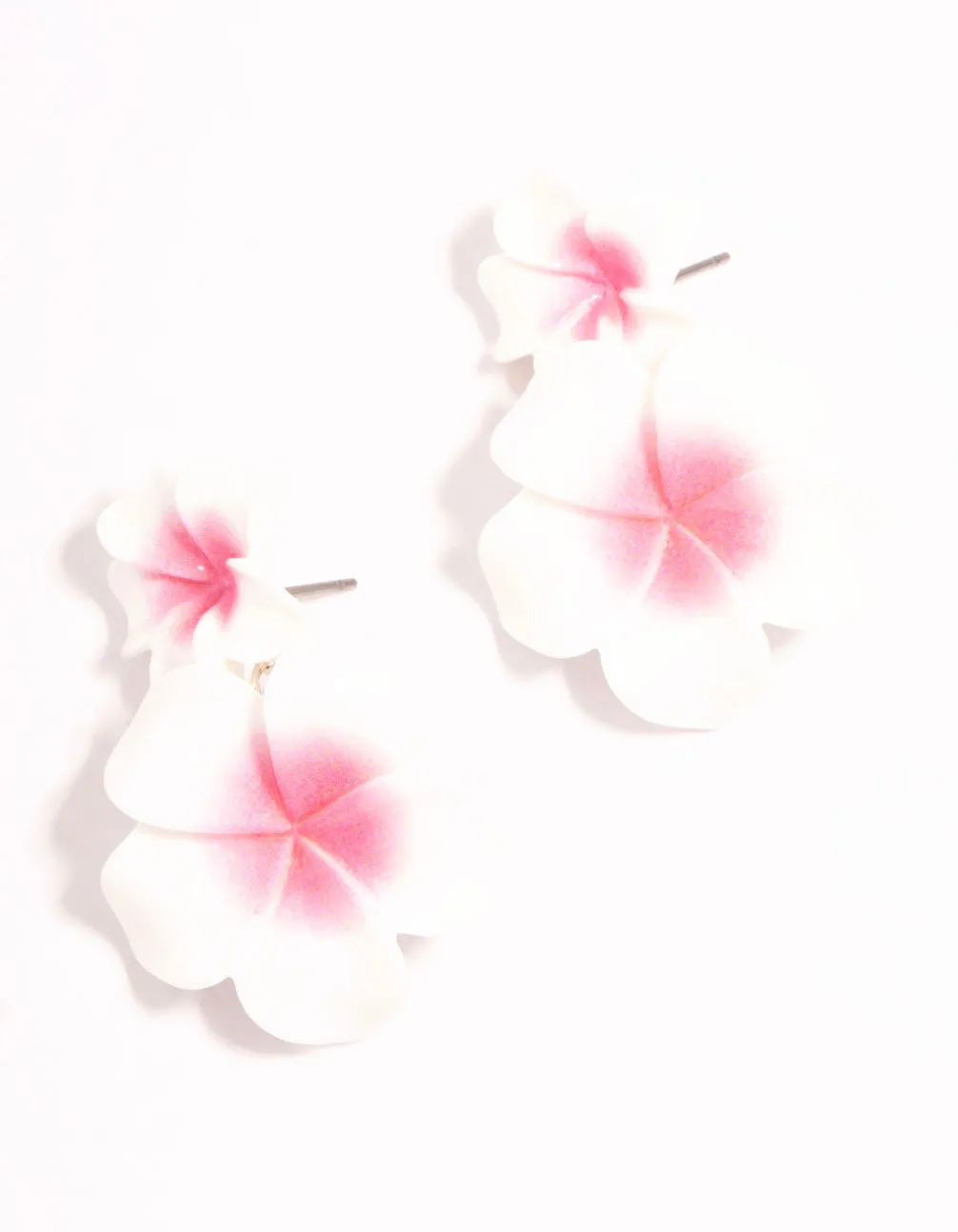 Pink Frangipani Acrylic Drop Earrings