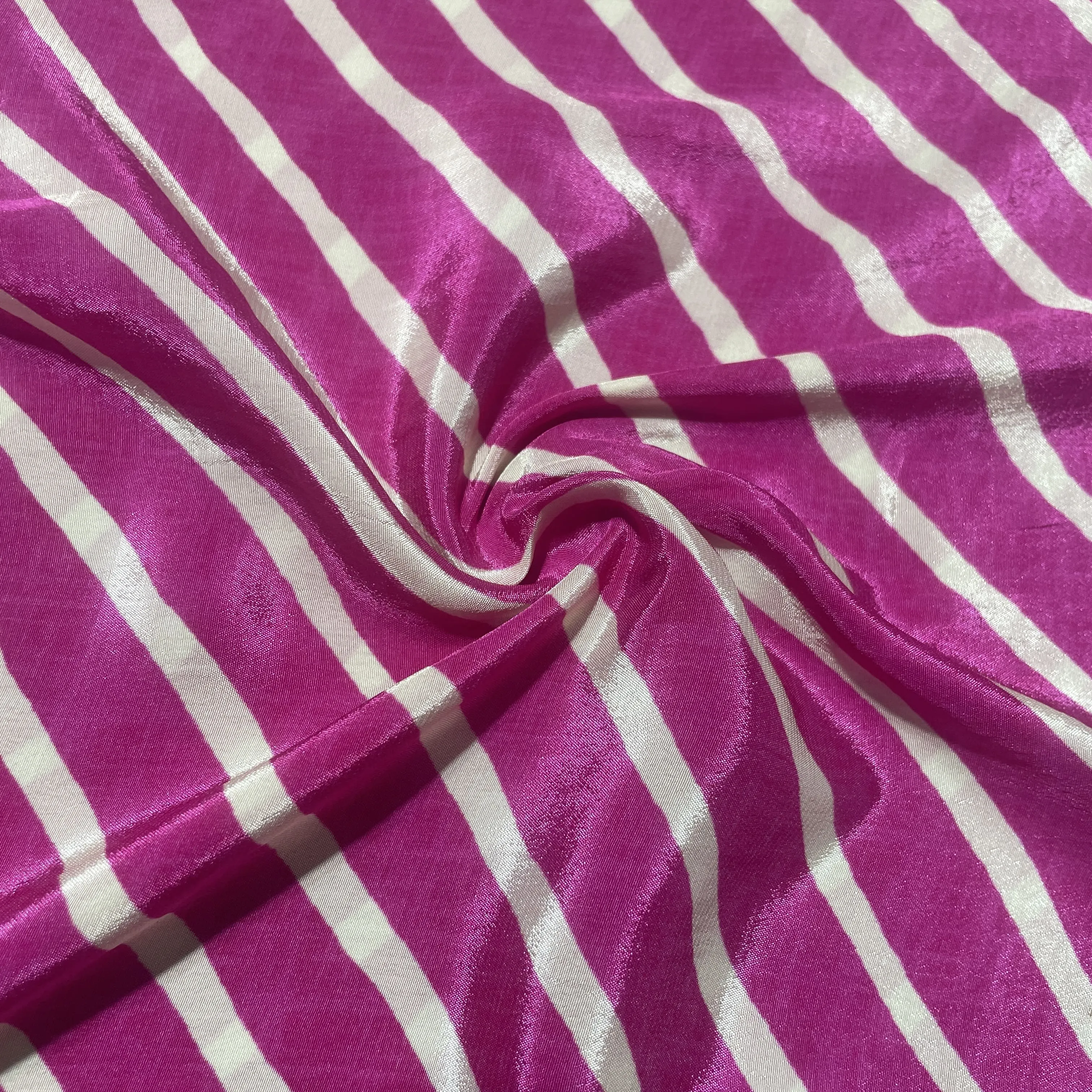 Pink Lehariya Print Crepe Fabric 18157